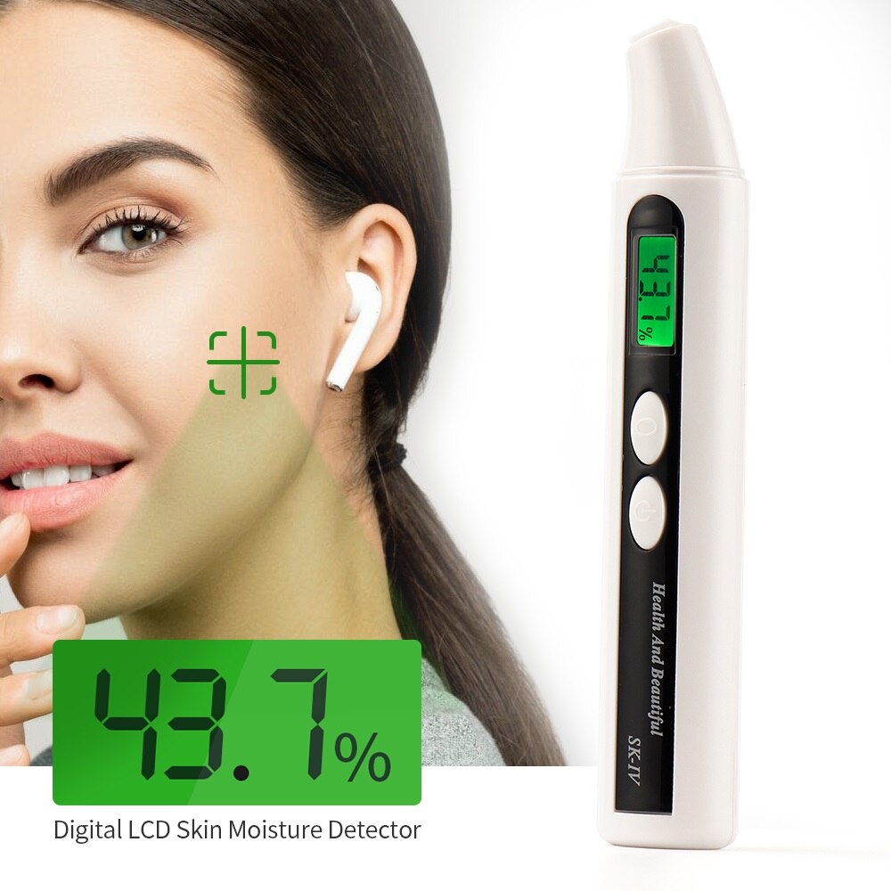 Portable Skin Beauty Moisture Tester with LCD Display Smart Skin Water and Oil Health Detection Facial Humidity Test Pen Home