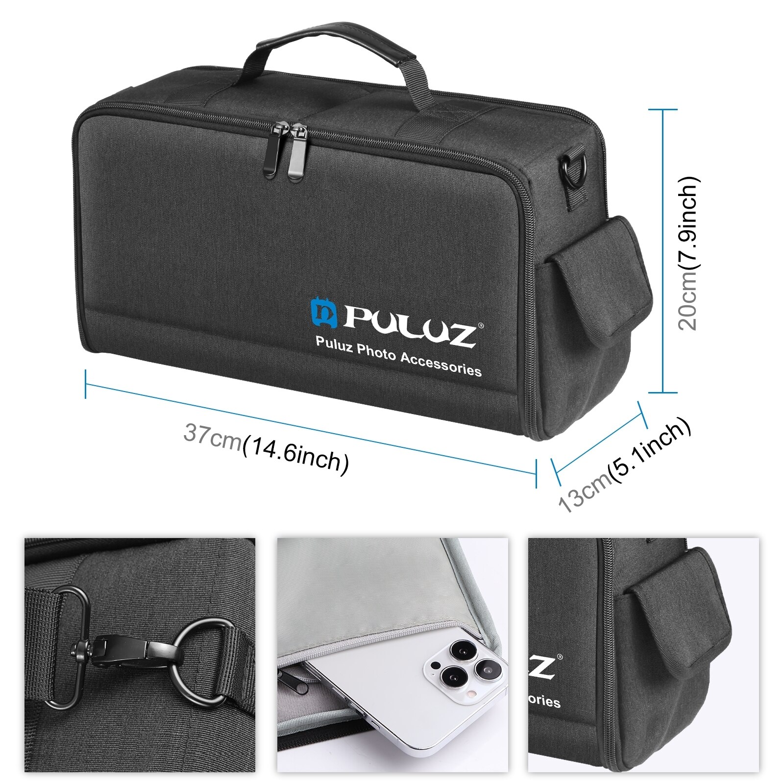 PULUZ-mochila de hombro cruzada para cámara de fotografía, bolso DSLR, equipo de fotos, a prueba de golpes, bolsa de almacenamiento de lentes digitales