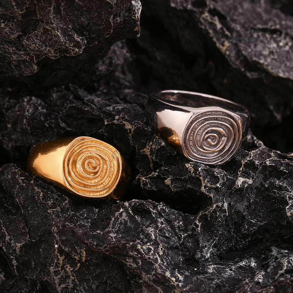 E. b. schöne Finger abdruck Ring Dichtung sring lustige wasserdichte Anlauf frei 18 Karat vergoldeten Schmuck 316l Edelstahl Dekoration
