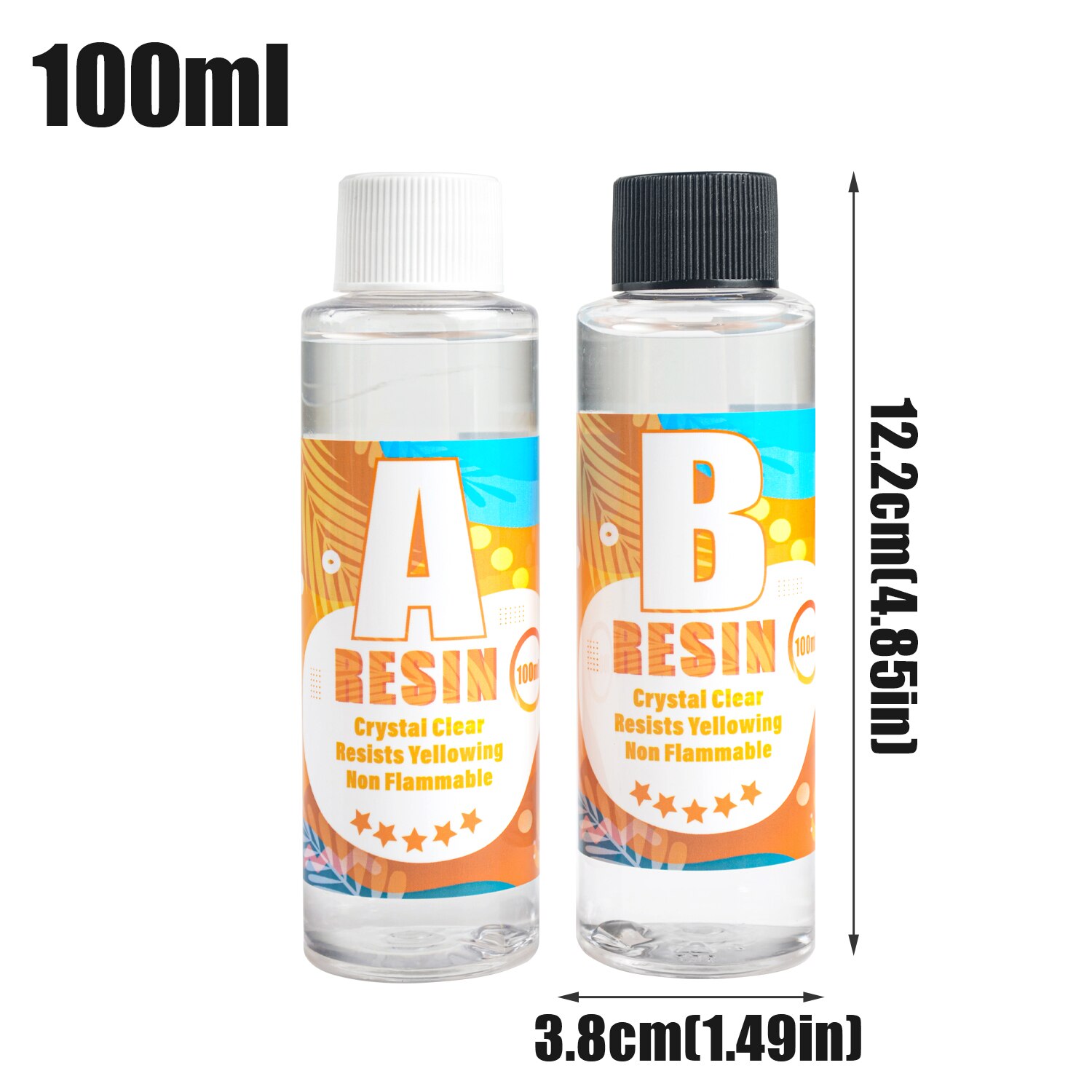 Pegamento de cristal de resina epoxi 1:1 AB, alta adhesivo de fundición transparente y recubrimiento de resina para fabricación de joyas, llavero, manualidades DIY, arte de resina: A100ml-B100ml