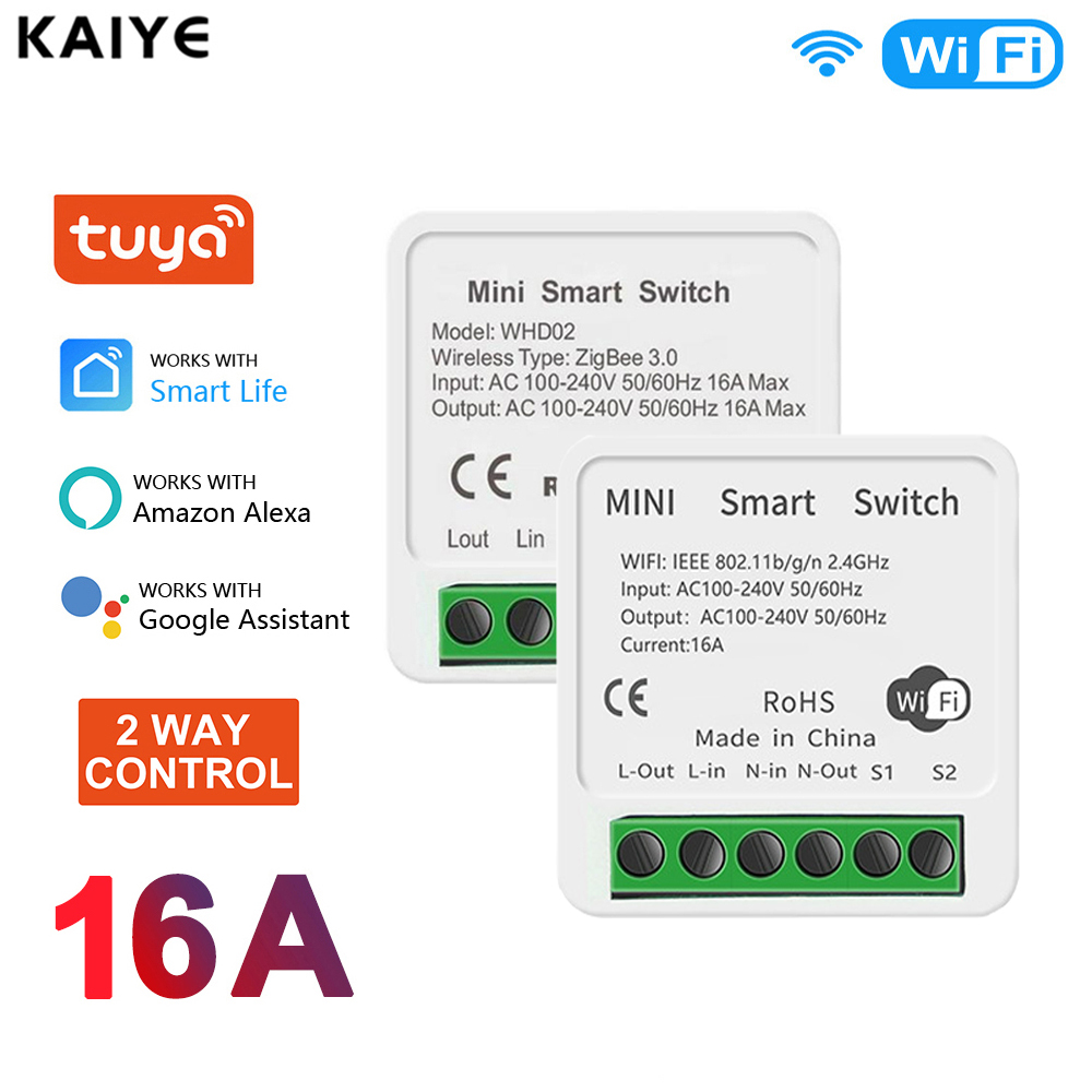 Tuya Wifi/Zigbee Smart Light Switch Module 16A Mini Smart Home DIY Breaker Support 2 Way Control Works with Alexa Google Home