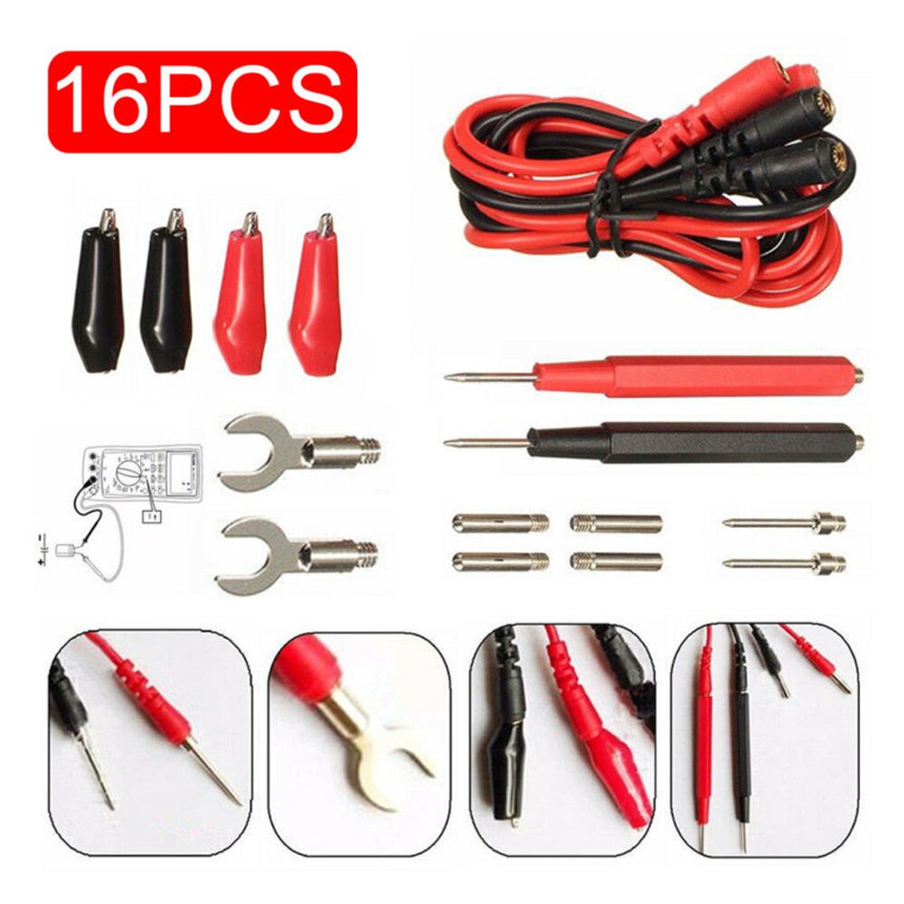 16pcs/Set Multifunction Digital Multimeter Test Leads Probes Voltage Meter Cable Durable And Practical
