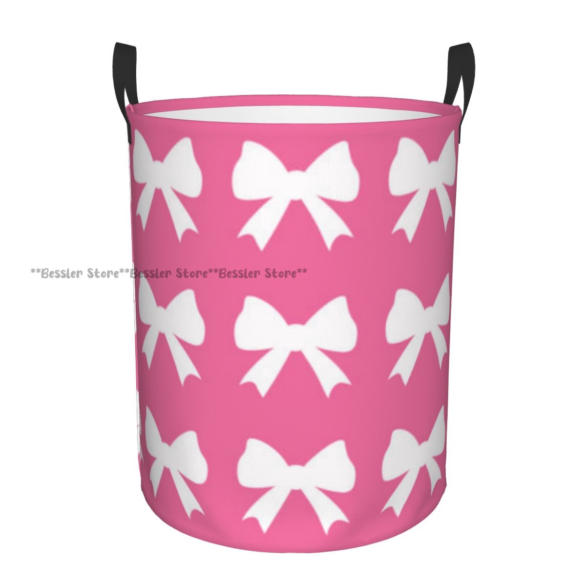 Bonito tons rosa com arcos cesta de lavanderia dobrável roupas sujas brinquedos balde armazenamento doméstico: L / Cinza claro