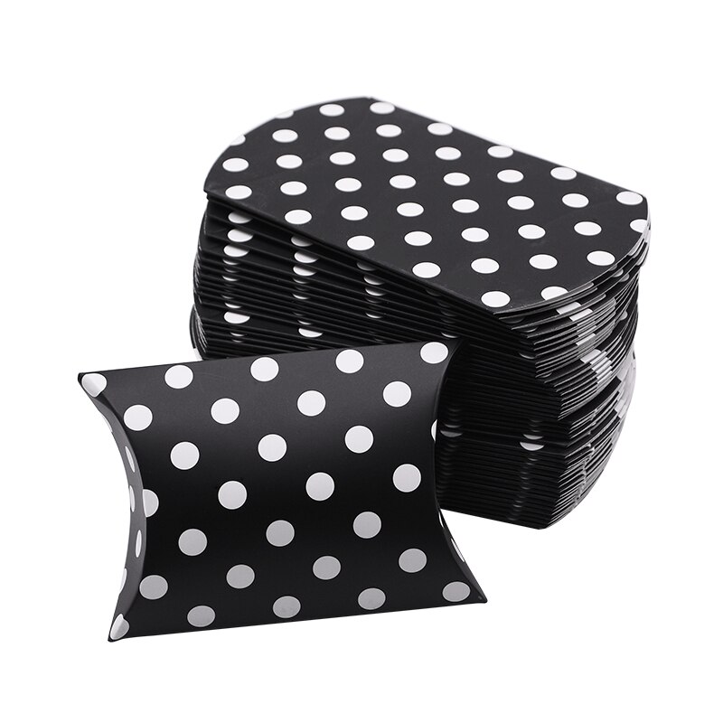 20 Stuks Candy Box Kraftpapier Kussen Vorm Bruiloft Gunst Geschenkdozen Pie Party Tassen Eco Vriendelijke Verpakking Ambachten Verjaardag levert: B05 dots