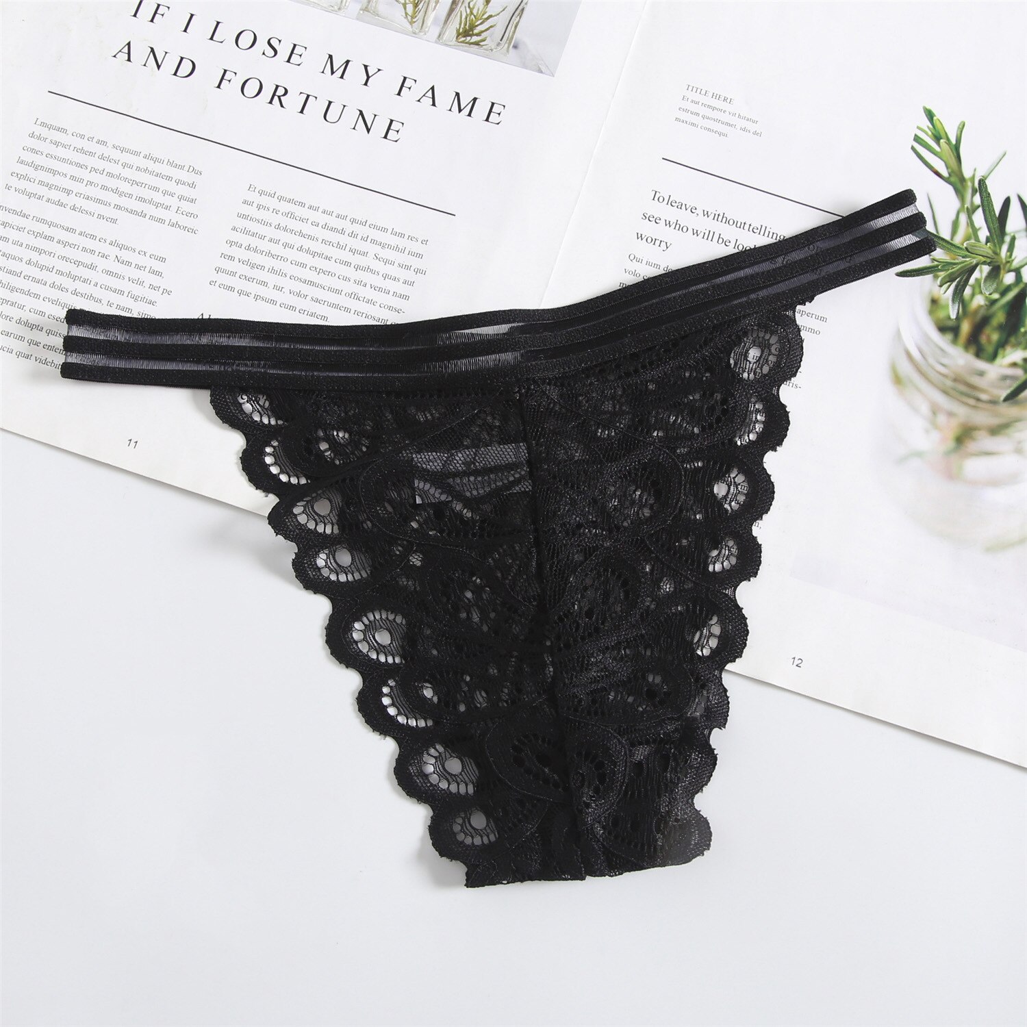 Women&#39;s Panties Thong Lace Underwear G-String Women&#39;s Sexy Low Waist Underpants Sexy Female Briefs T-Short Seamless Panties: L3 Black / M 45KG-55KG