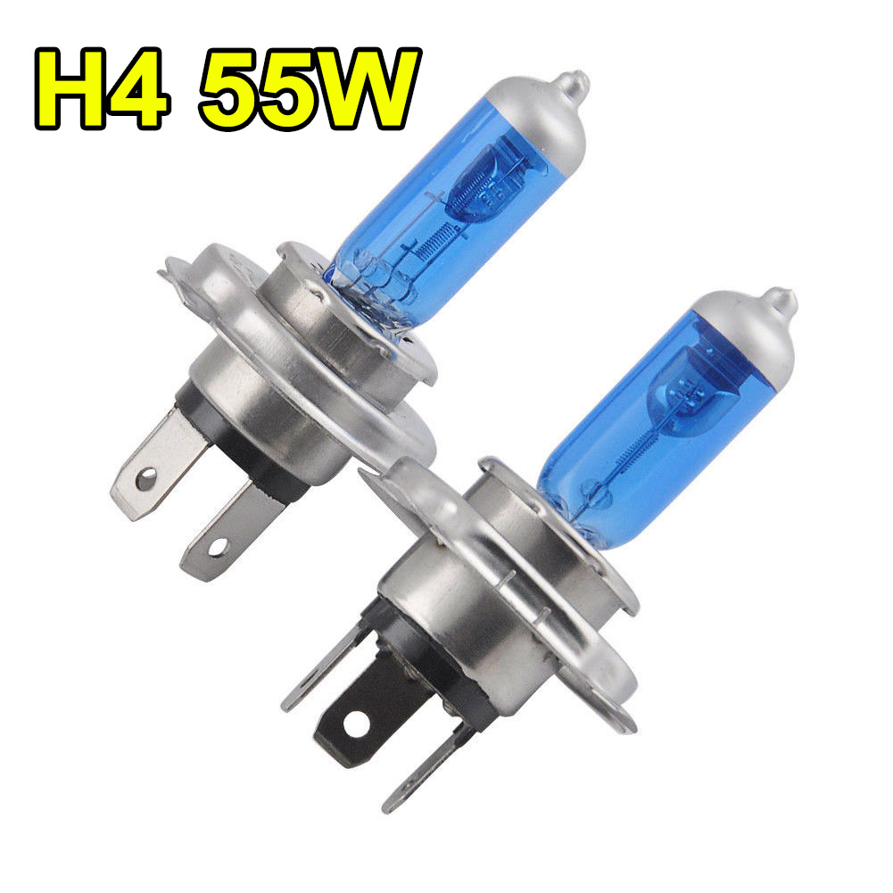 2 uds H4 H7 luz 12V 55W 100W bombillas luces antiniebla blancas superbrillantes H7 halógenas faros de coche lámpara fuente de luz de coche estacionamiento: Cristal azul