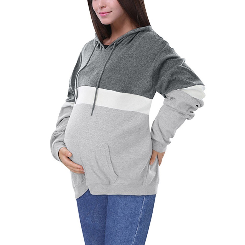 Maternity Blouses And Tops Pregnant Nursing Clothes Winter Breastfeeding Hooded Cotton Nursing Pullover Sweatshirt Y1031