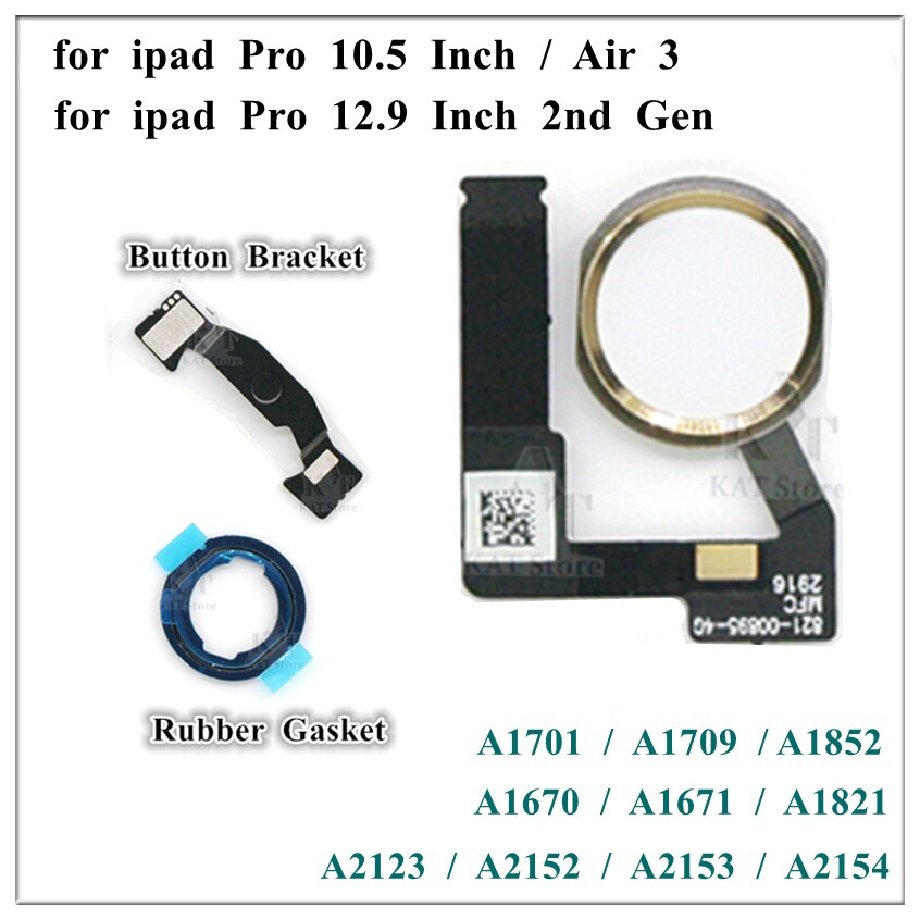 1Stck Heimat Taste Menü Schlüssel biegen Kabel Halterung Gummi Dichtung Montage für iPad Profi 10,5 12,9 Zoll 1st 2nd Gen Luft 3: 3 in 1--Gold