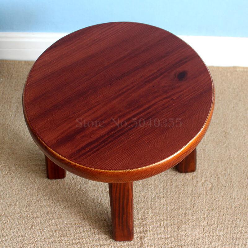 Taburete pequeño de madera maciza de uso doméstico, taburete pequeño de madera carbonizado giratorio, taburete de madera simple y para niños y adultos, taburete pequeño