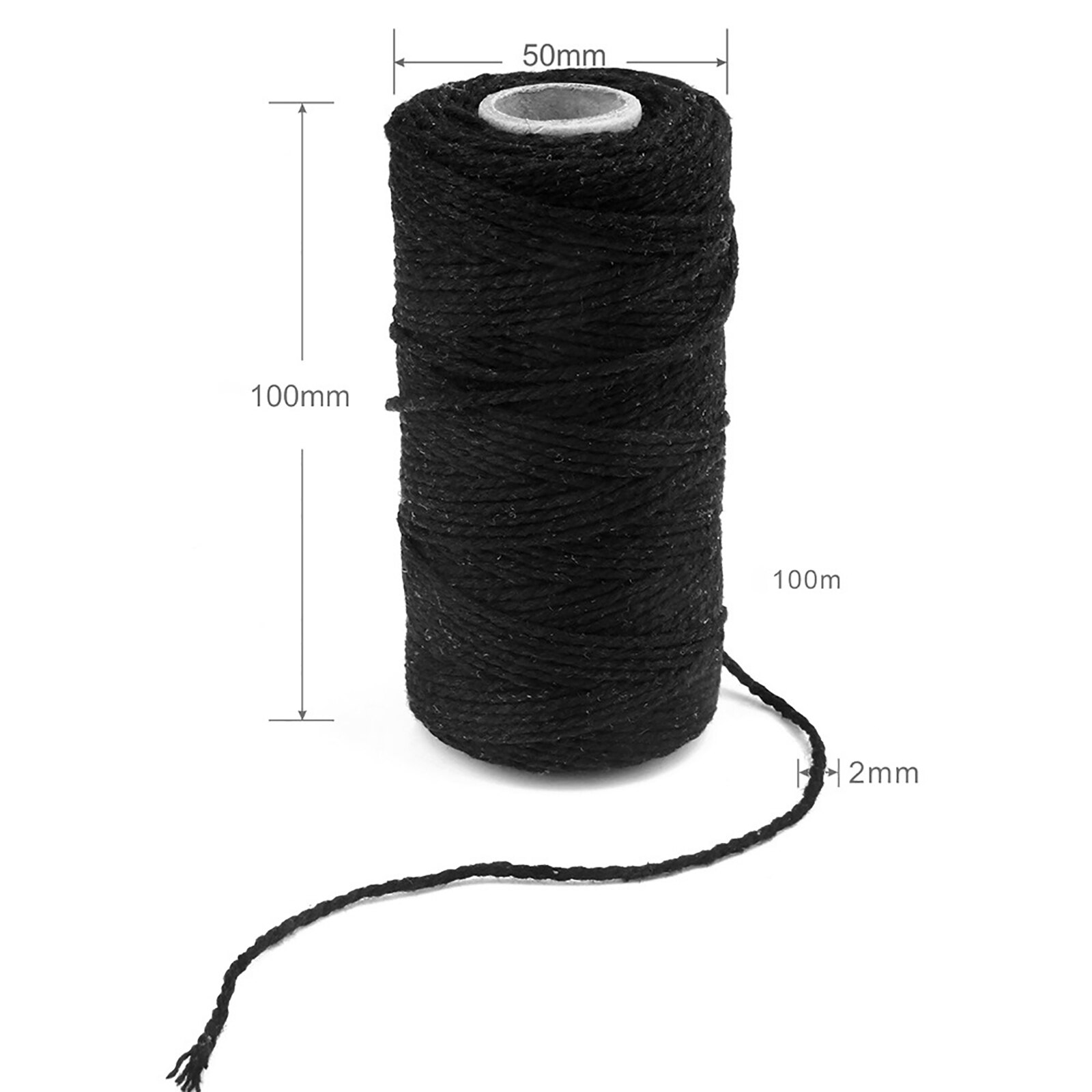 Fil en macramé de 2mm, 110Yards, pour bricolage, chaîne décorative en coton, pour artisanat, pour fête, mariage, accessoire de décoration
