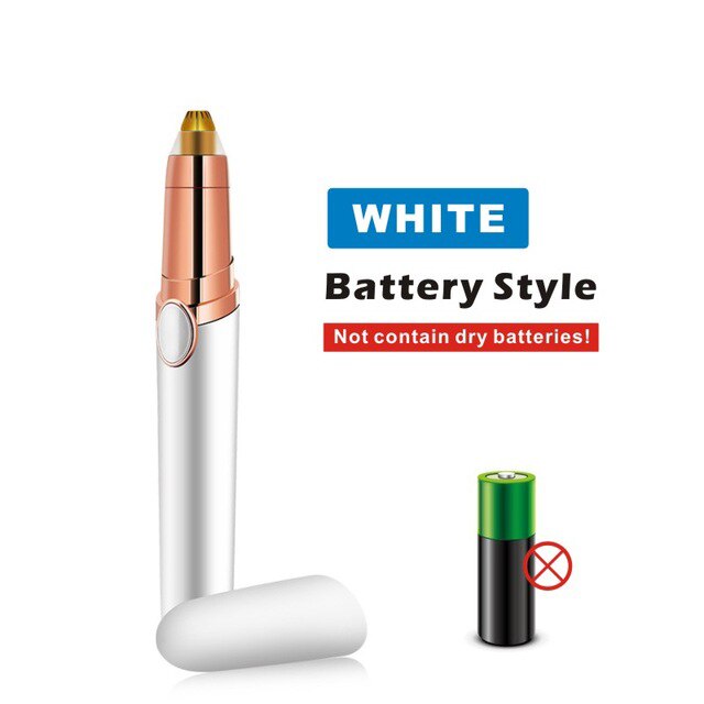 Mini tondeuse à sourcils électrique portable, rasoir pour les lèvres, le visage, les poils, stylo épilateur, rasoir à sourcils, rechargeable par usb: Batterie blanche