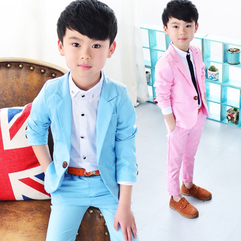 Costume de mariage pour enfants de 2 à 9 ans, veste Slim de Style coréen pour garçons, manteau Blazer formel d'école, ensemble 2 pièces avec pantalon