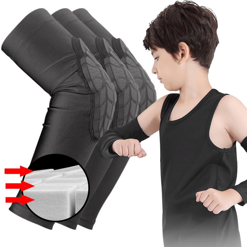 Kids Sport Elleboog Pads Honingraat Compressie Knie Pad Beschermende Gear Voor Basketbal Baseball DO2