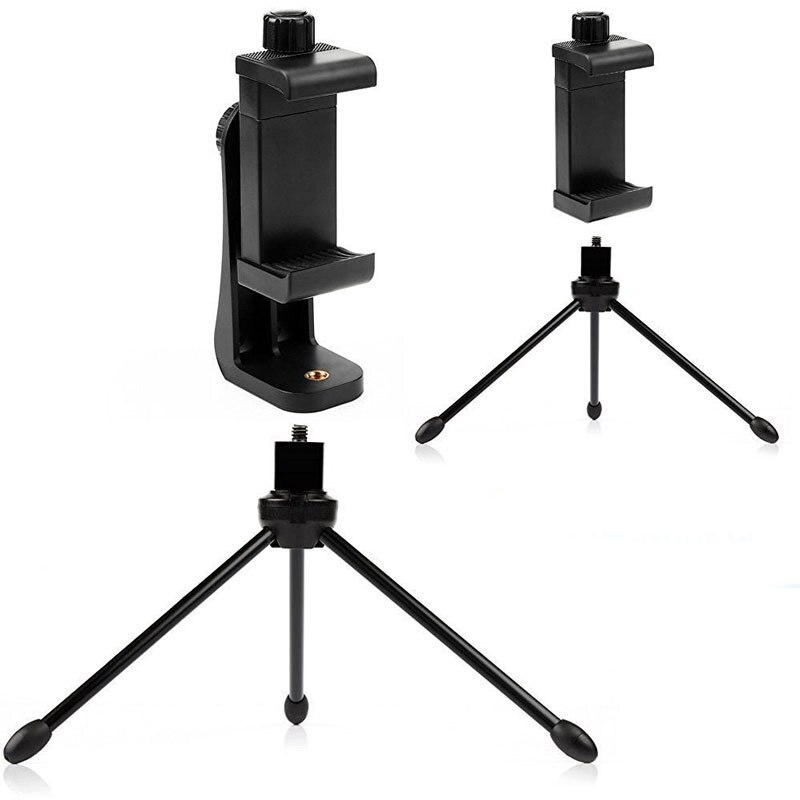 360 Degree Rotation Tripod Mount Holder Cell Phone Stand Bracket Clip Mount Bracket Adapter for Mobile Phones Smartphone