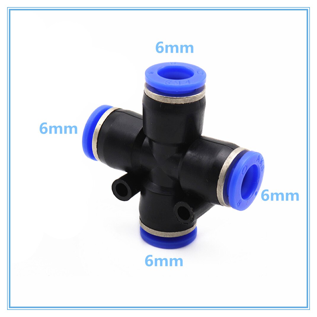 Push In Air Splitter Gas Connector Quick Fitting 4mm 6mm 8mm 10mm 12mm OD Hose Tube 4 Way Cross Shape Pneumatic: PZA6
