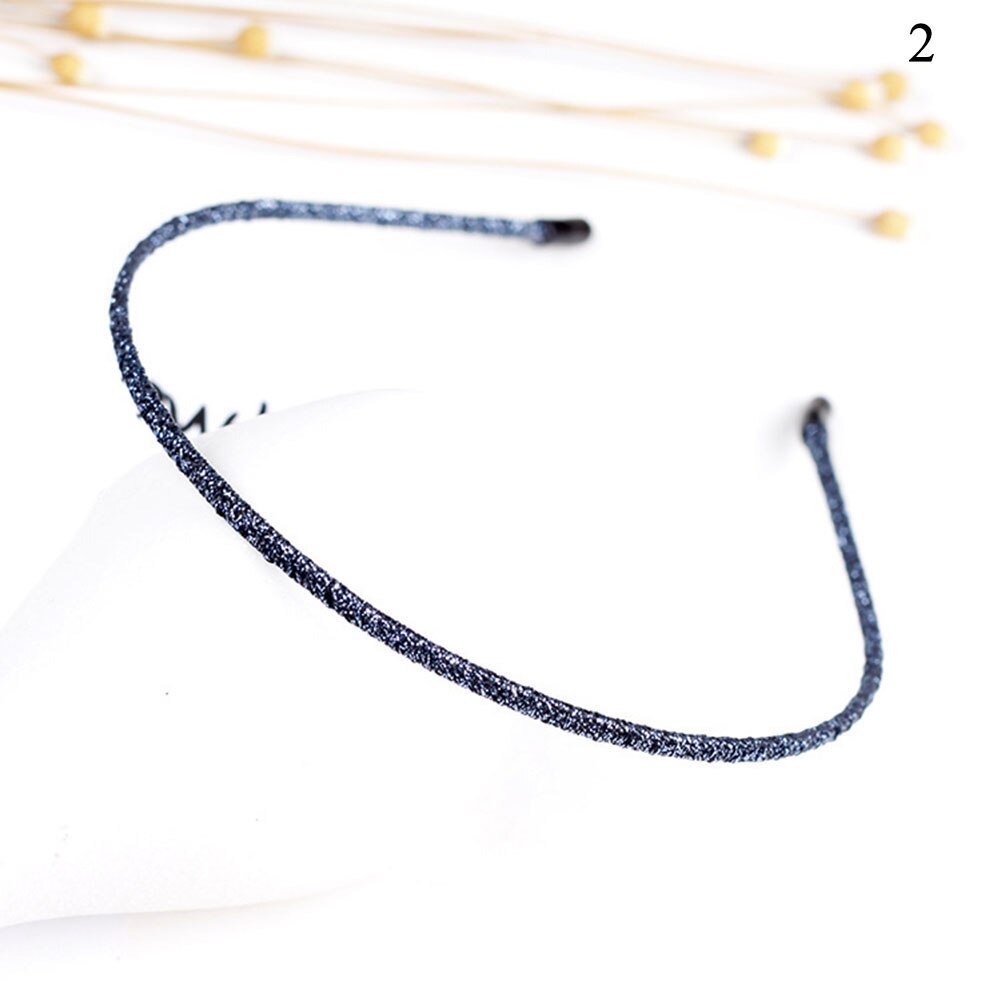 Vrouwen chique super dunne glitter haaraccessoires golvende glanzende metalen kleur hoofdband zomer haarband voor vrouwen en meisjes