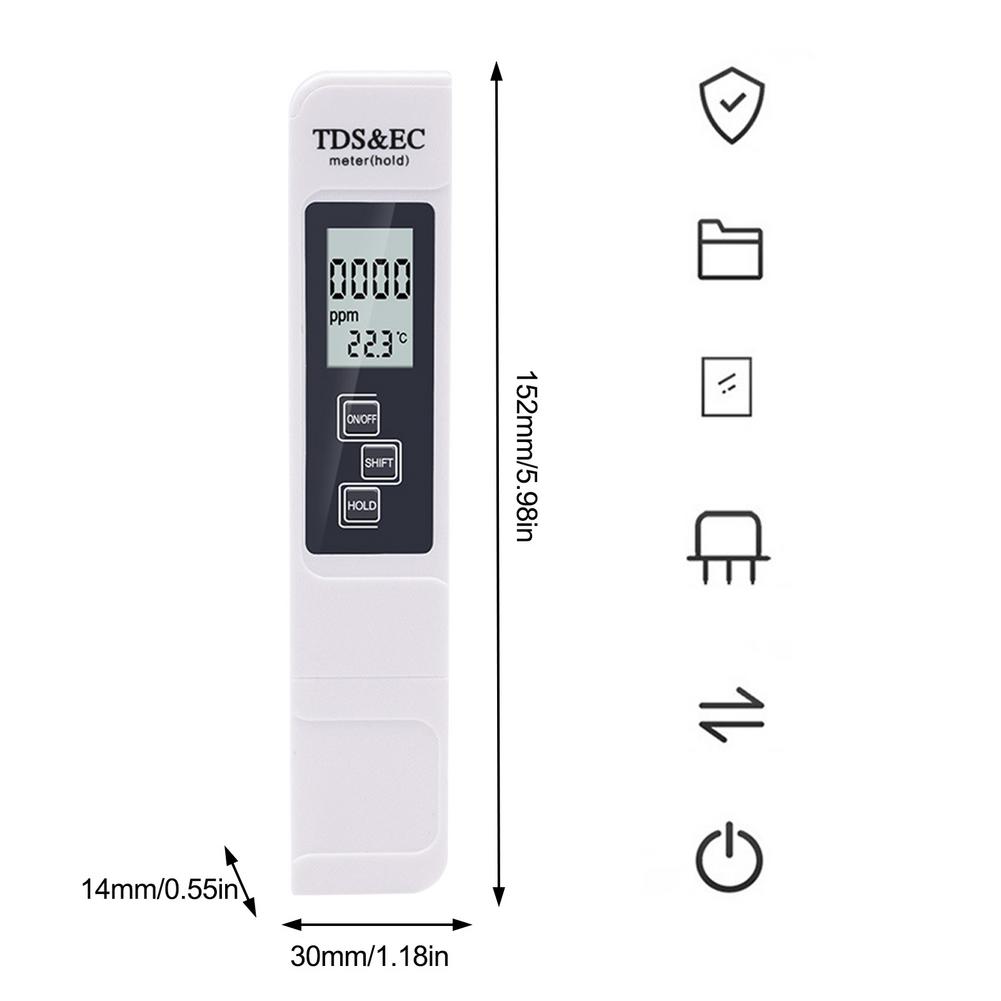 3-in-1 TDS Water Tester Meter Widely Used Water Testing Pen Water Analysis Meter Monitor Water Test Tool: White