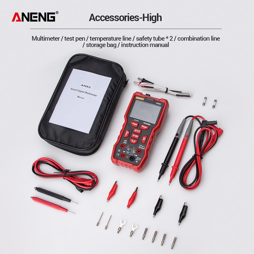 ANENG AN82 Digital Multimeter 9999 Tester DIY Transistor Capacitor NCV Testers True RMS Analog meter Multimetro: AN82 Red pro