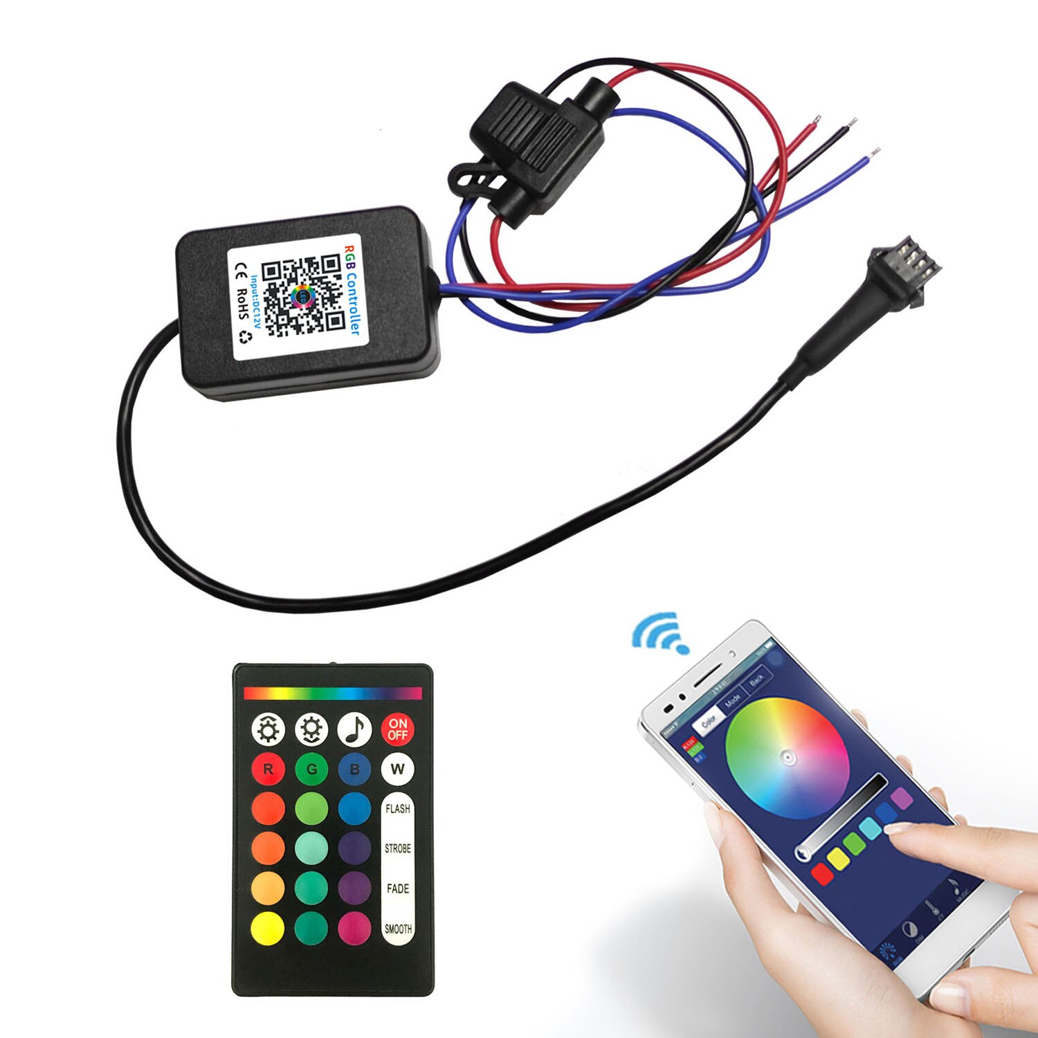Auto Led Sfeer Licht Bluetooth App Controller Voor Rgb Kleurrijke Multi-Color Led Light Strip Android En Ios Systeem telefoons Kan