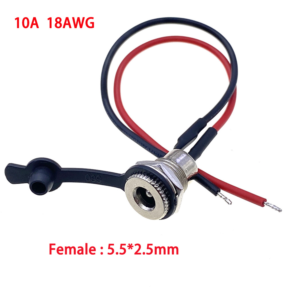 Battery DC Power plug connector for diy dc waterproof jack connector 5.5 X 2.1 mm 5.5X2.5mm with Wire Turmera: Lavender / 5-9Pcs