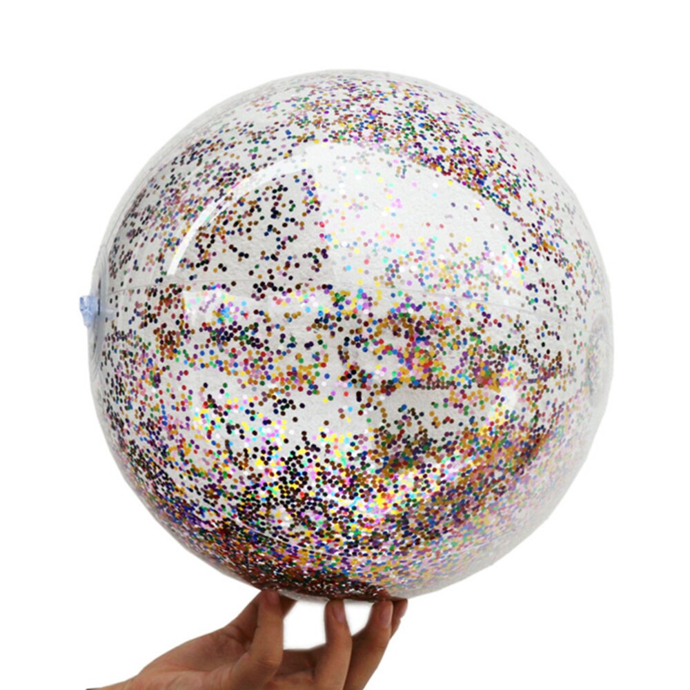 3pcs Transparent Sequin Inflatable Ball Summer Funny Water Fun Play Beach Ball Pool Ball Party Favor Glitter Photo Props For Kid