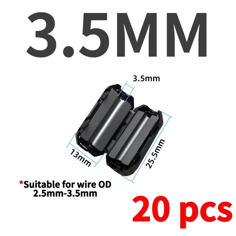 Anillo de Cable de núcleo de ferrita, cuenta de estrangulación de 3,5/5/7/9/13/15mm, filtro supresor de ruido RFI EMI para antena USB, Cable de Audio compatible con HDMI: Marrón