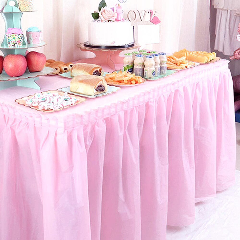 Dessert Tafel Plastic Roze Tafel Rok Tafelkleed Voor Waterdichte Kinderen Verjaardag Wedding Party Tablel Decoratie