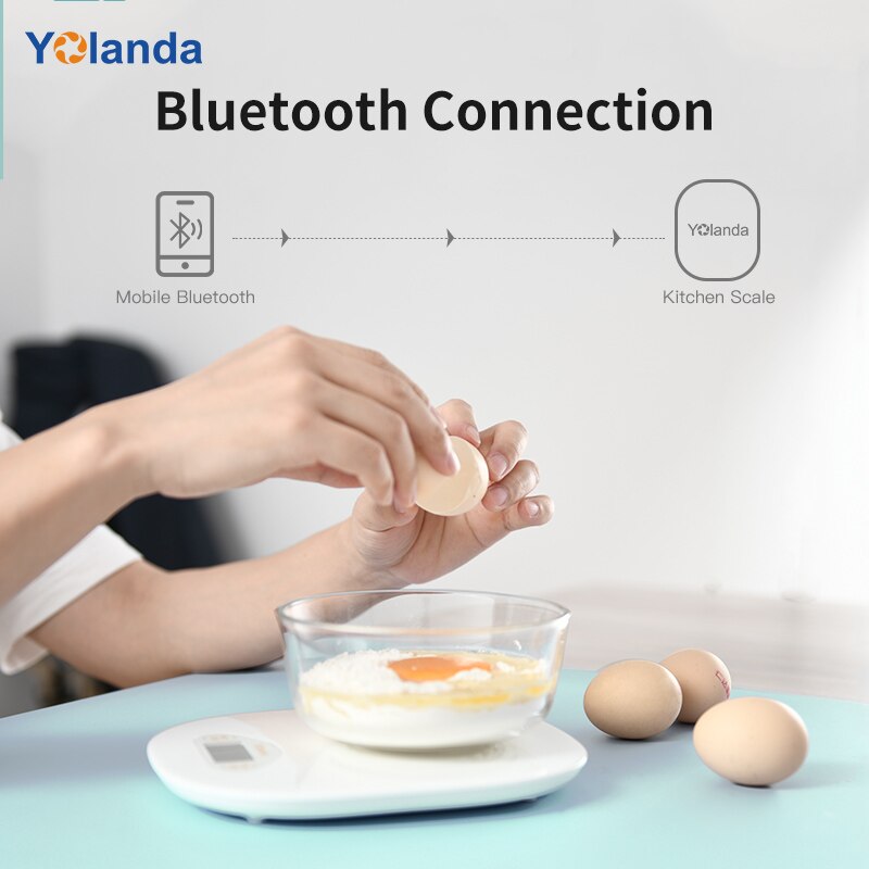Yolanda Smart Kitchen Scale Bluetooth 0.1/5kg Digital Food Weight Balance Electronic Scales