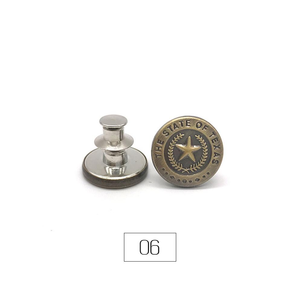 2 Stuks Snap Fastener Metalen Knoppen Voor Kleding Jeans Perfect Pas Button Zelf Verhogen Verminderen Taille 17Mm Gratis Nail naaien Botones: 06