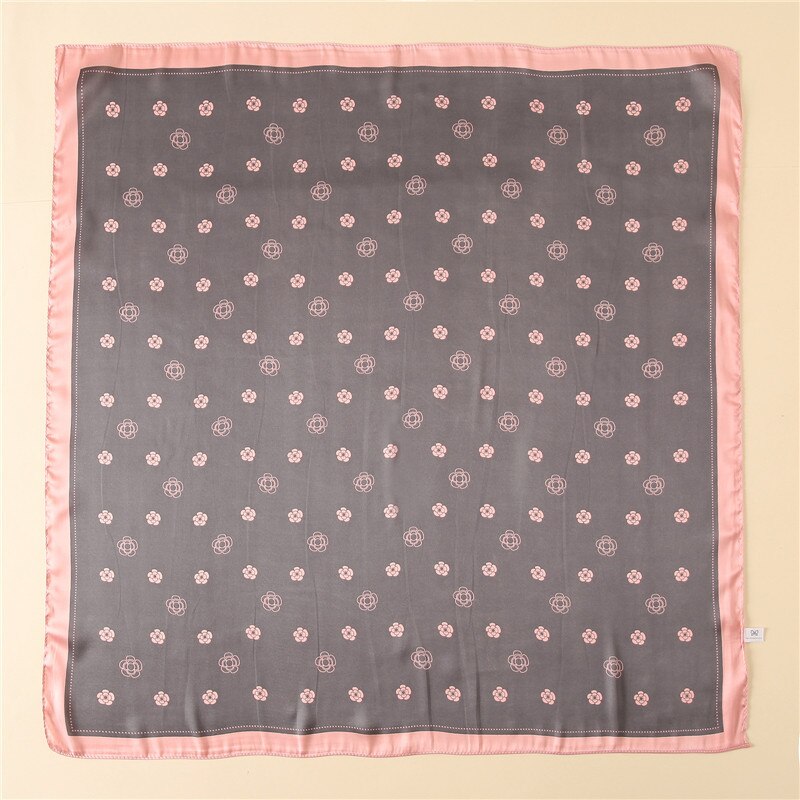 Silke satin sjal med blommönster hårscarf för kvinnor små halsdukar 70cm fyrkantiga pannband bandana halsdukar för damer
