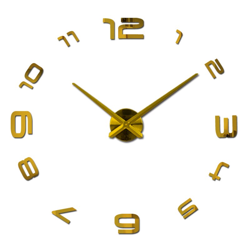 Specialtilbud ur vægure reloj de pared horloge ur stort dekorativt akryl spejl kvarts stue: Guld / 47 tommer