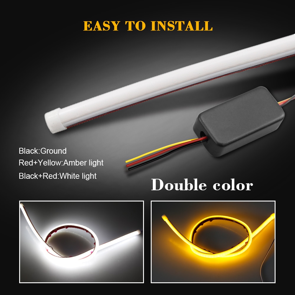 AOTOINK 2 pièces Flexible DRL LED lumière de jour Tube souple Guide Angle yeux LED bande Auto lampe pour voiture phare assemblage EJ