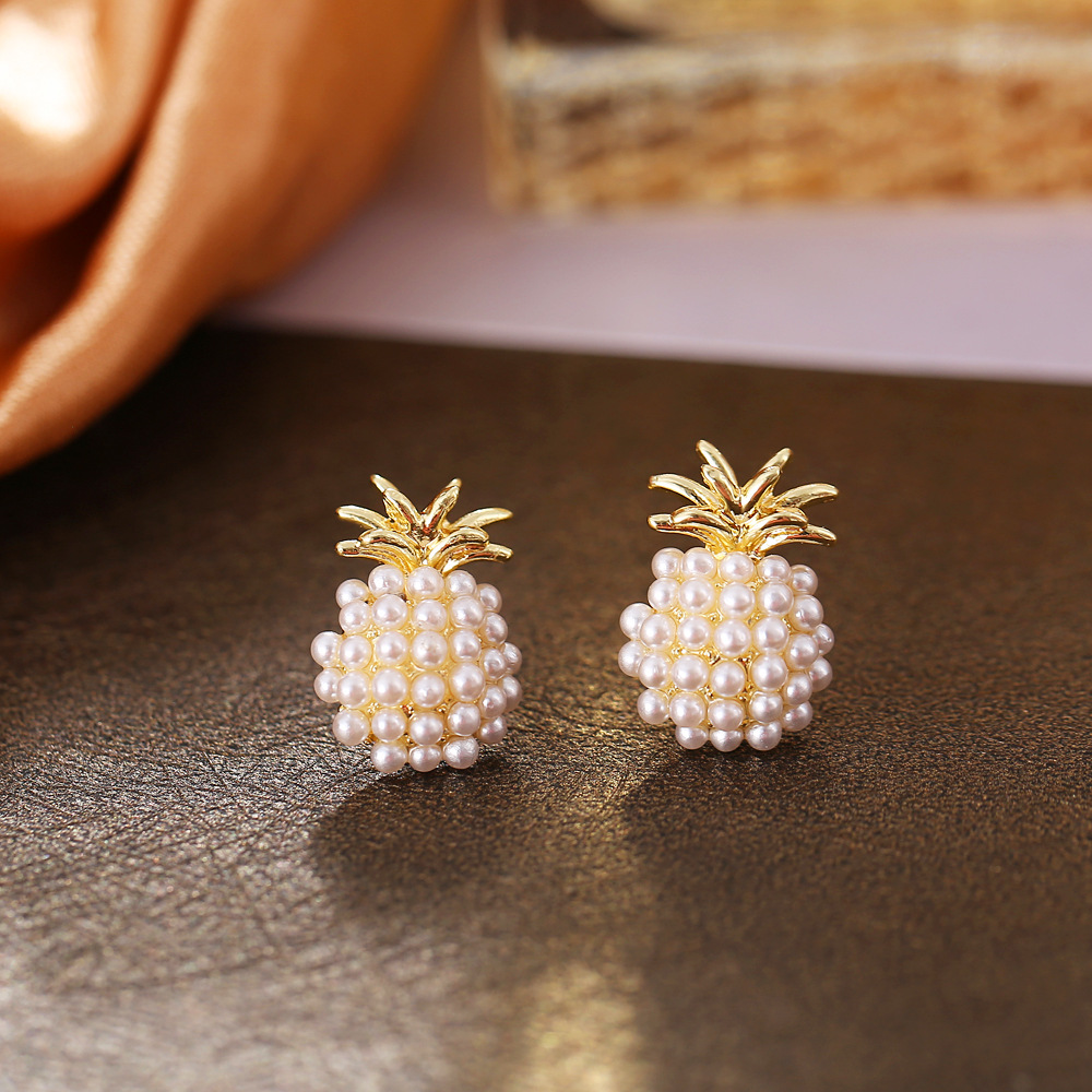 Pendientes de tuerca de bola de perlas de imitación Retro francés para mujer, joyería de , accesorios simples elegantes, al por mayor, , 2023: Morado