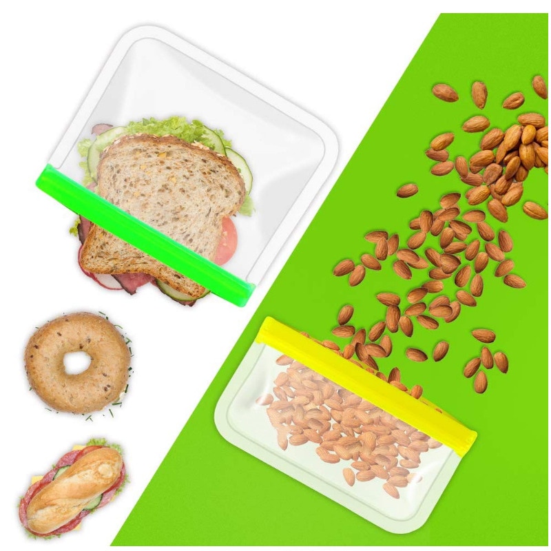 1 stuk herbruikbare voedselzakken, multifunctionele keukenorganizer, lekvrije ritssluiting en peva-diepvrieszak