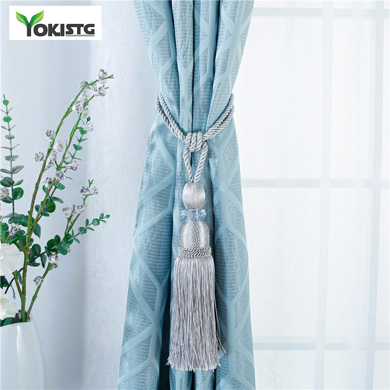 YokiSTG – embrasses en maille dorée pour rideaux, accessoires de luxe avec pompon, décoration de la maison, 2 pièces