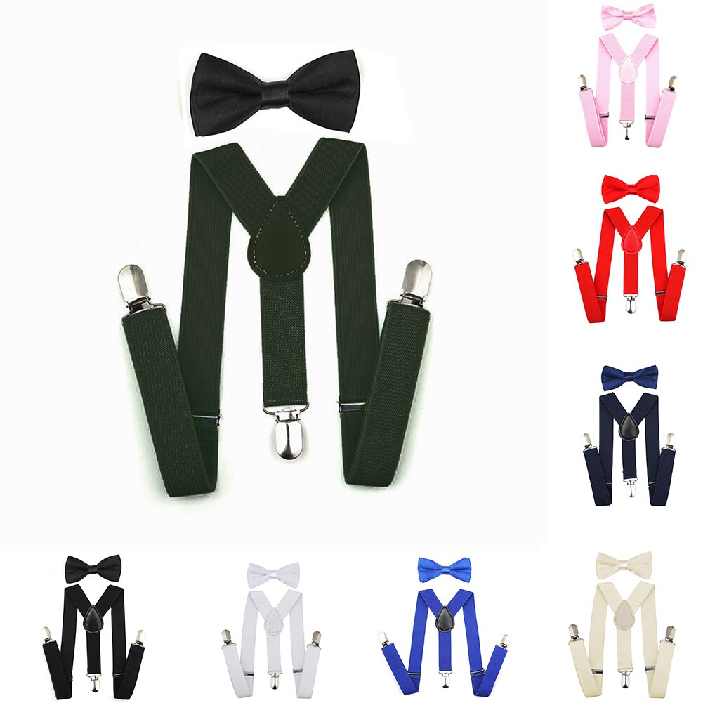 Elastische Singels Verstelbare Kids Bretels Met Bowtie Bow Tie Set Prestaties Bijpassende Banden Outfits Voor Meisjes Jongens