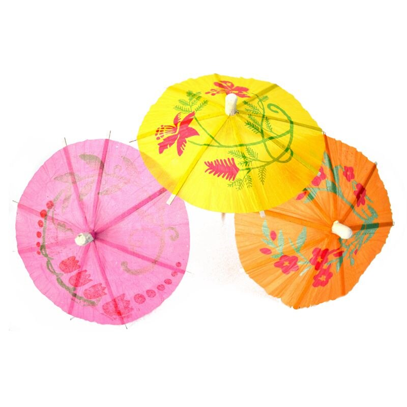 100 Gemengde Papier Cocktail Paraplu Parasols Voor Party Tropische Drankjes Accessoires