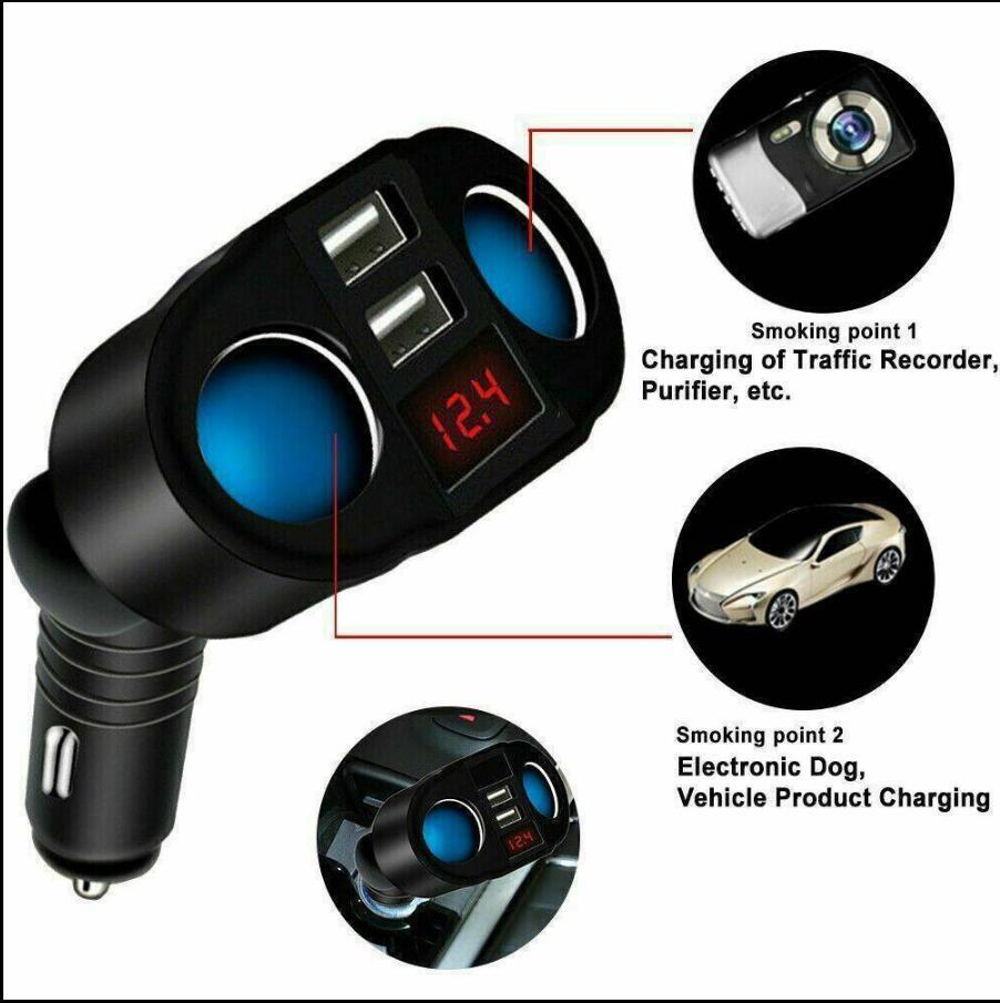 DC 12V Car Cigarette Lighter Adapter Charger 2 Way Dual Plug Socket Splitter DC12V Mobile Phone Charging Adapters for Car Auto