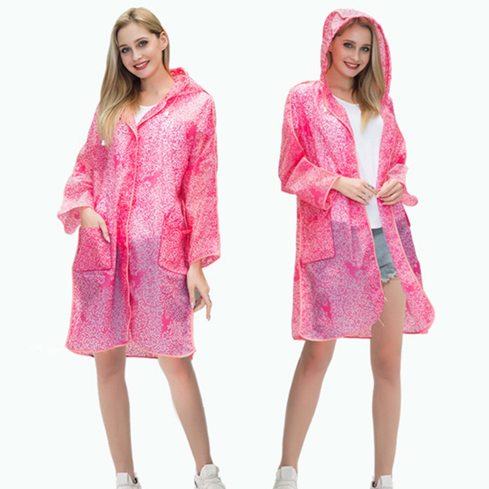 Poncho imperméable à manches longues pour adulte, imprimé Floral, capuche, randonnée, escalade