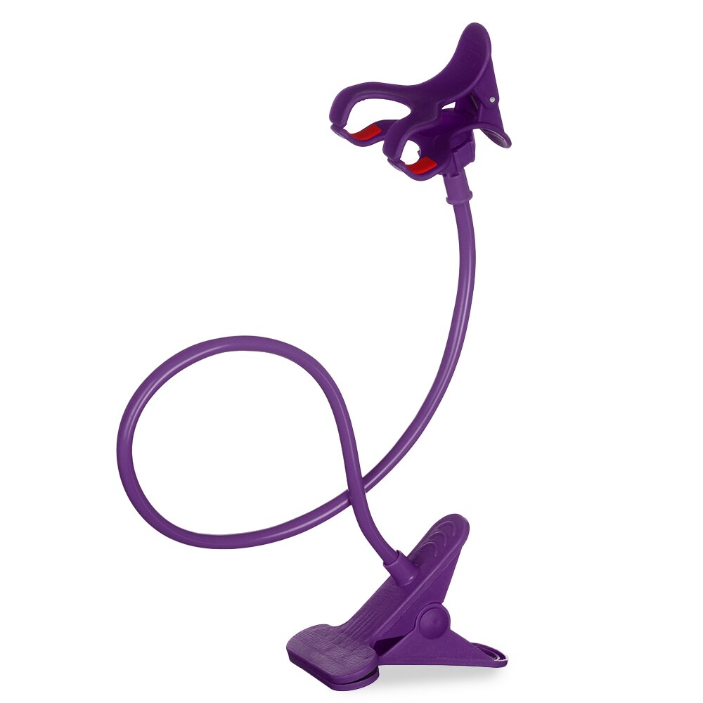 Flexible 360 Clip Mobile Cell Phone Holder Lazy Bed Desk Portable Adjustable Bracket Mount Stands Universal: Purple
