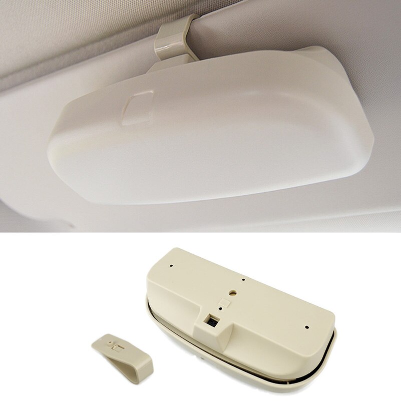 Car Holder for Glasses Multifunctional Eyeglass Case Box Universal Sunglasses Holder Car Accessories Auto Glasses Case Holder: white