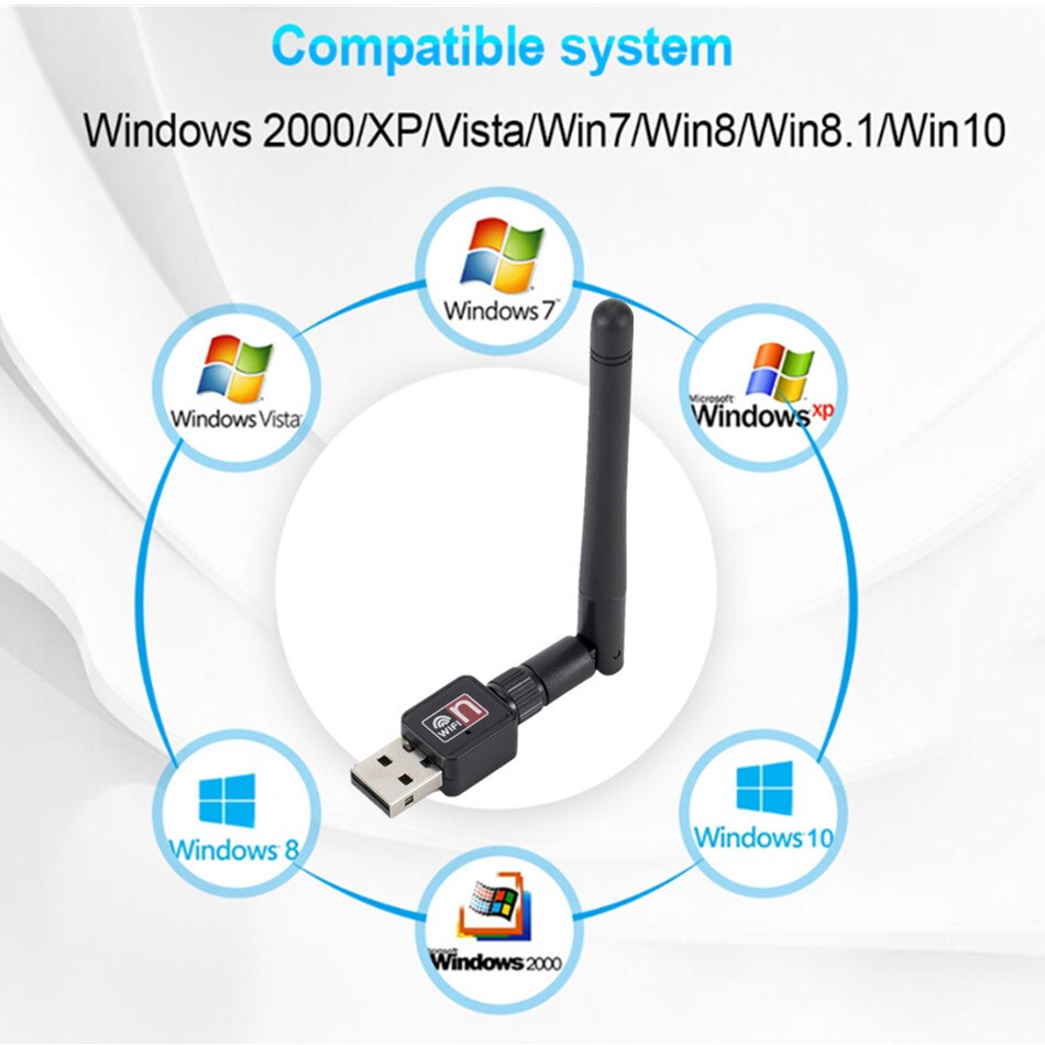 Wireless WiFi Network Card 150M USB 2.0 802.11 b/g/n LAN Antenna Adapter with Antenna for Laptop PC Mini Wi-fi Dongle