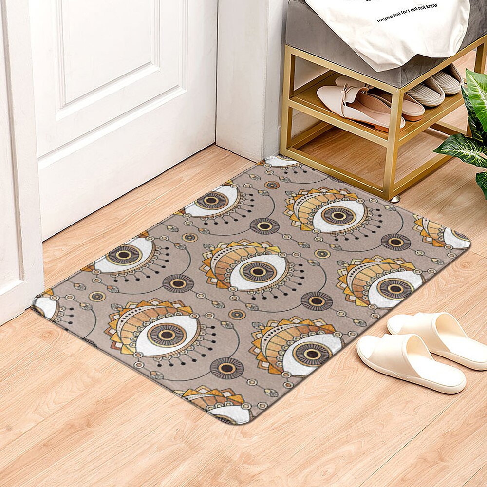 Eyes Geometric Bath Kitchen Entrance Door Mat Coral Velvet Carpet Doormat Colorful Indoor Floor Mats Anti-Slip Rug Home Decor