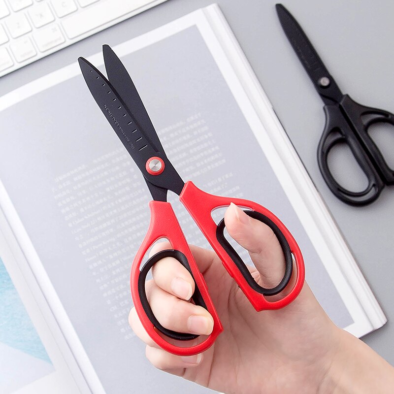 KOKUYO-Tijeras de papel antiadherentes para Scrapbooking, caja fuerte, chapado en flúor, escuela, oficina, papelería, artesanías hechas a mano