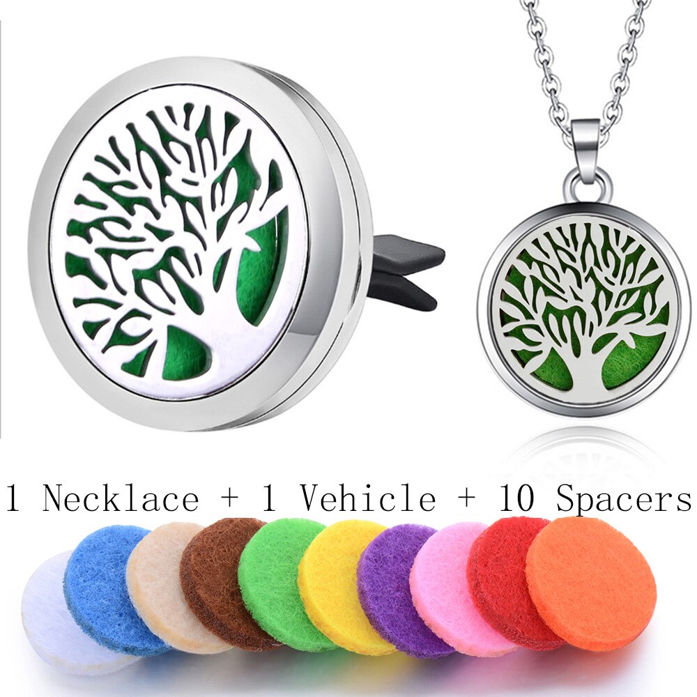 Pak Rvs Boom Aromatherapie Ketting Open Essentiële Olie Diffuser Parfum Medaillon Armband Vrouwen Sieraden