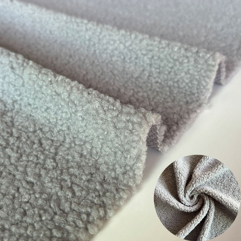 Tela de lana de cordero sintética gruesa y cálida, muñeco de peluche de lana Coral, forro de costura ligero elástico, accesorio de ropa, 160cm x 100cm: Gris claro