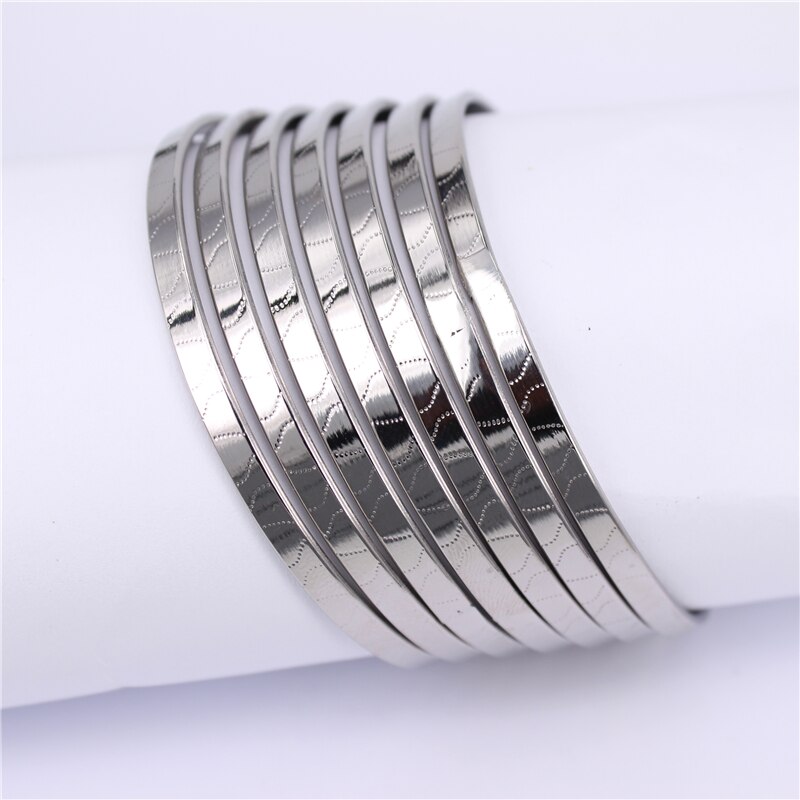 Alta qualidade 7 peças/set 2 combinações de estilo 3 cores 316l pulseira de aço inoxidável não se desvanece masculino lh585: silver color 7pcs