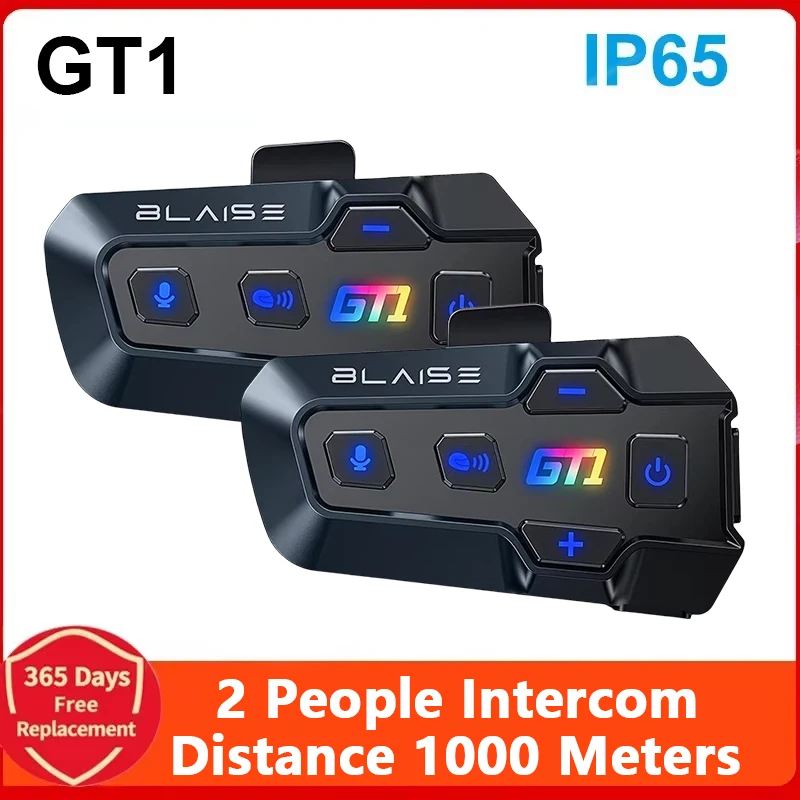 BLAISE GT1 Motorcycle Helmet Bluetooth Intercom IP65 Waterproof Intercom Distance 1000 Meters Multi-Scene Mixed Music Sharing