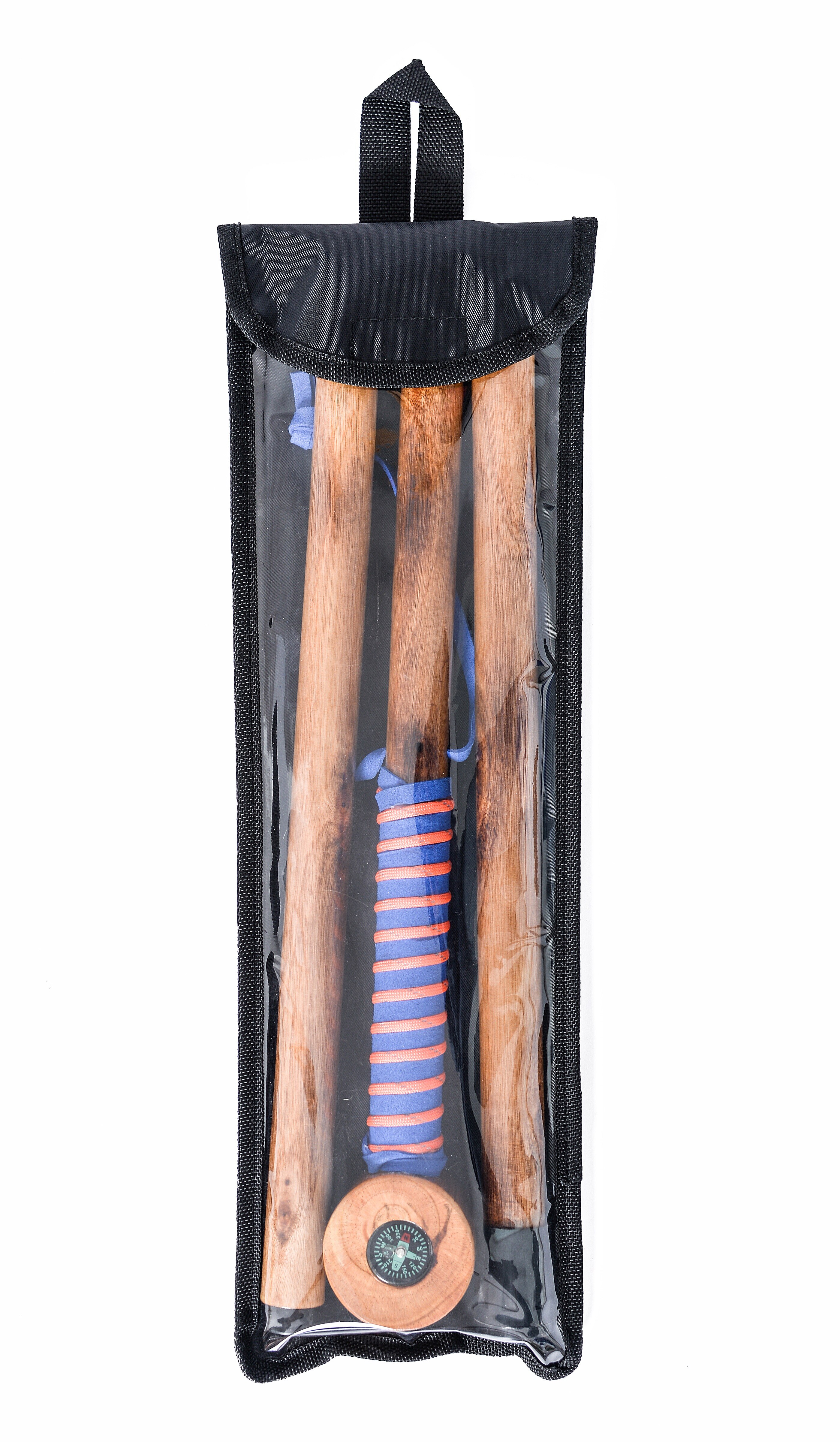 FOREST PILOT 3 Piece Detachable Hiking Stick Wooden Head with Compass and Thermometer Nature Color, 48 Inches,Stick for hiking