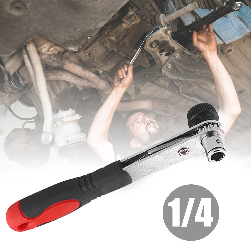 Mini Double-Headed Ratchet Home Grip Tool Semi-Automatic 1/4" Spanner Screwdriver Bit Wrench Repair Hand Tool for Nut Socket